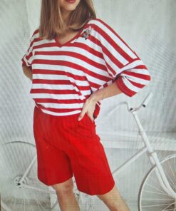 T-shirts rayé à col en V