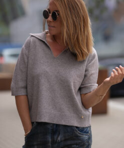 Pull à manches courtes avec col