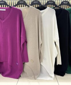 Pull long avec col en V